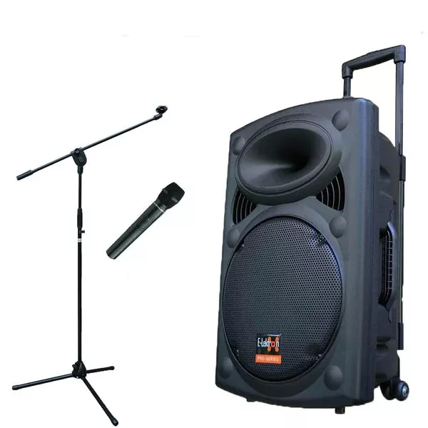 10″ inch 500w Portable Bluetooth PA Speaker + 1 Wireless Microphone + Mic Stand