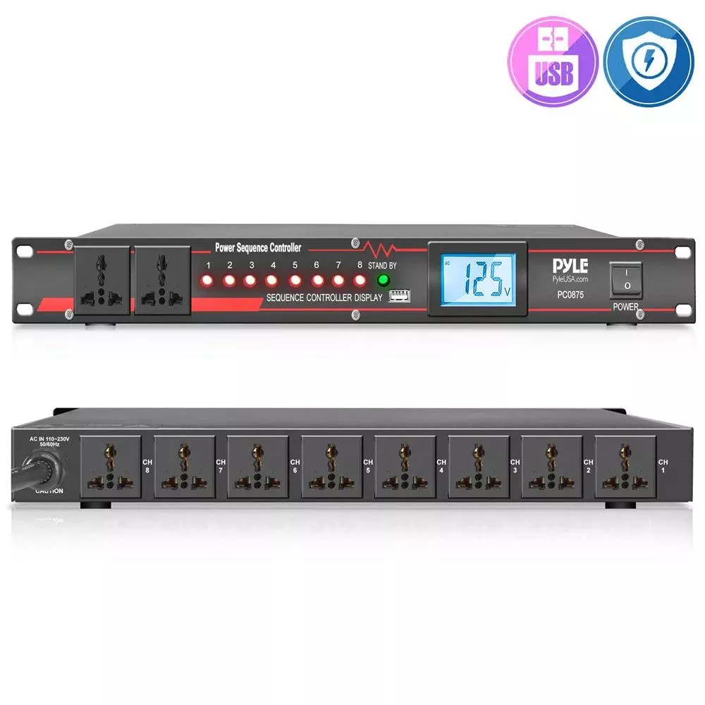 10 Outlet Power Sequencer Conditioner – 2000W, LCD Display, Rack Mount