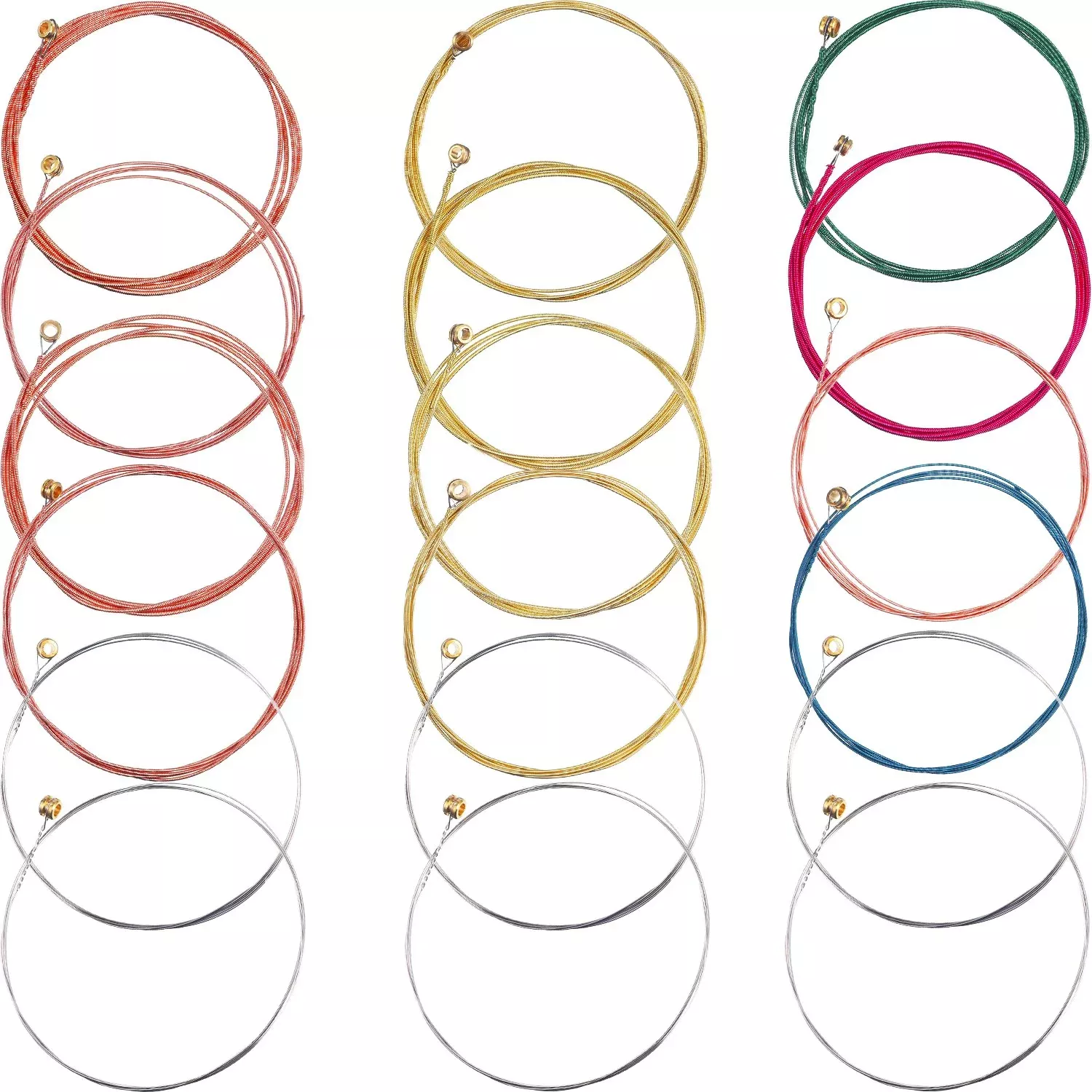 3 Sets of 6 guitar Strings Replacement Steel String for Acoustic guitar (1 Brass Set, 1 copper Set and 1 Multicolor Set)