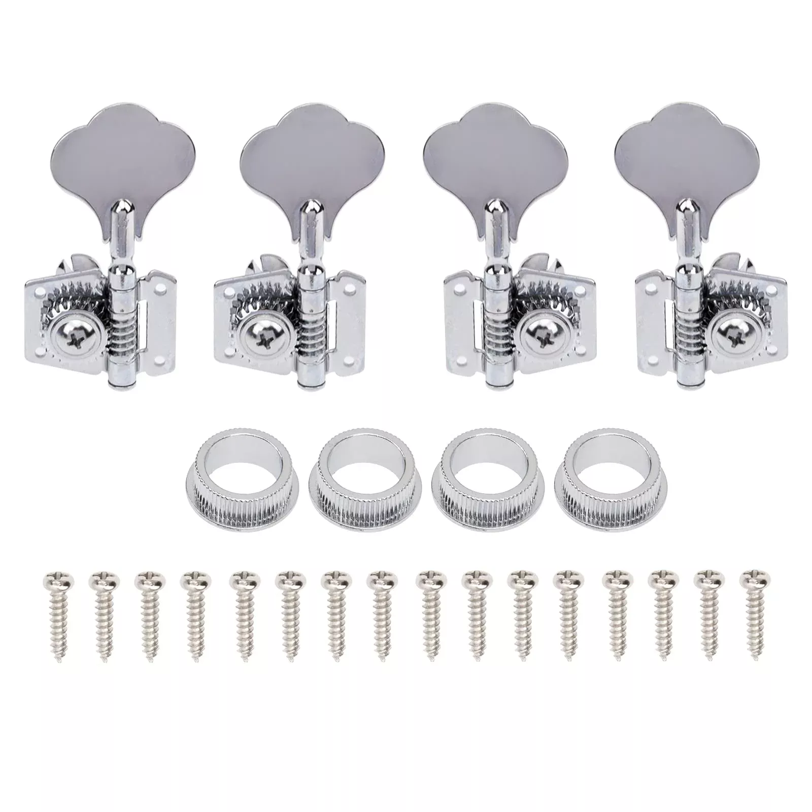 4Pcs Yootones Open Gear Machine Heads Tuners Tuning Pegs 2 Left 2 Right Compatible with 4 Strings Fender Precison Jazz Bass Guit