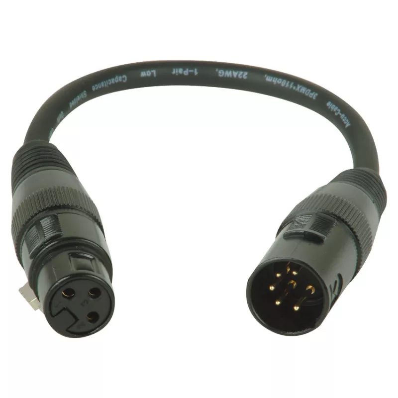 Accu-Cable AC5PM3PFM 5-Pin Male to 3-Pin Female DMX Adapter