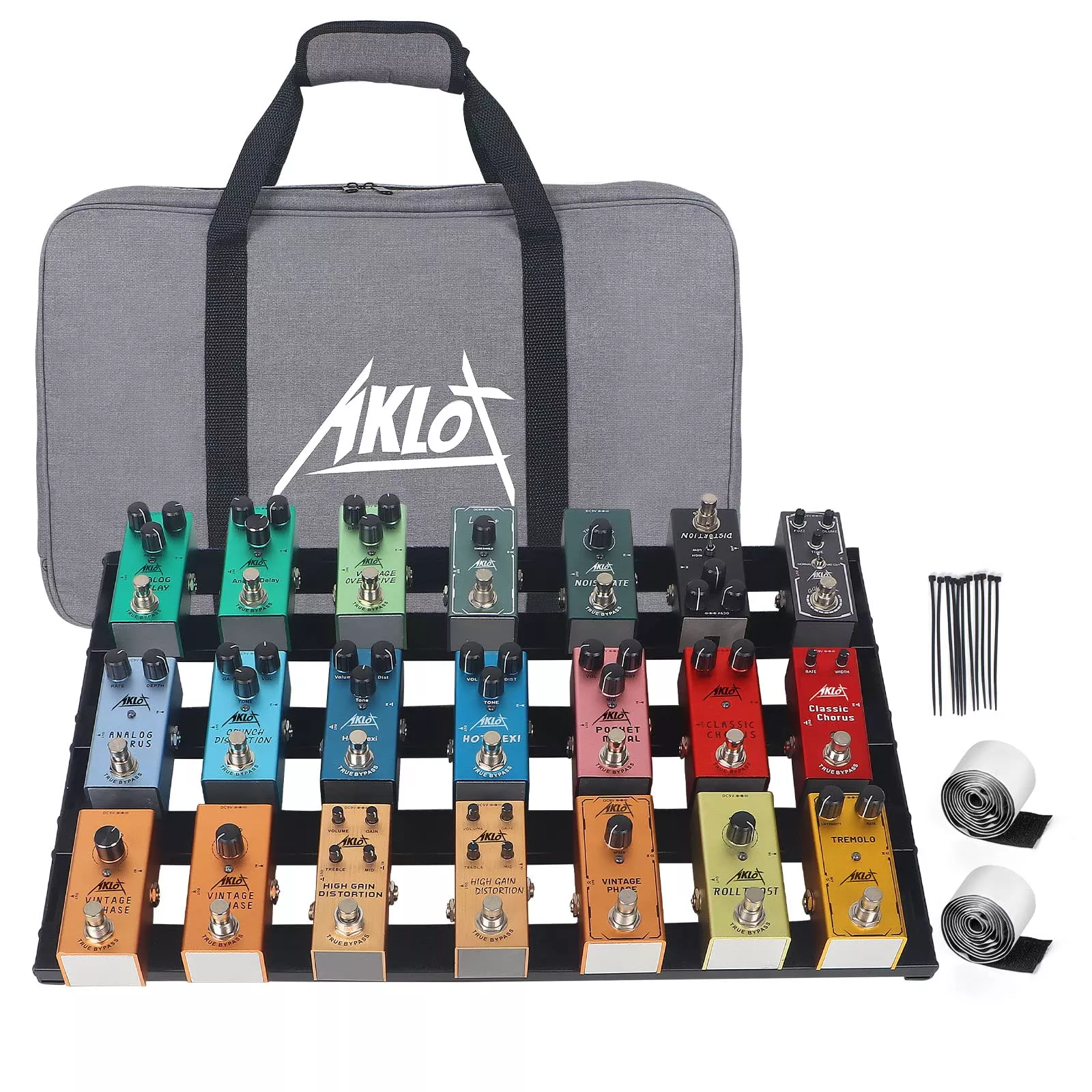 AKLOT Guitar Pedal Board, Bass Pedalboard, Aluminum Alloy 2.8 lb Super Large Capacity Effect 19'x12'' with Carry Bag