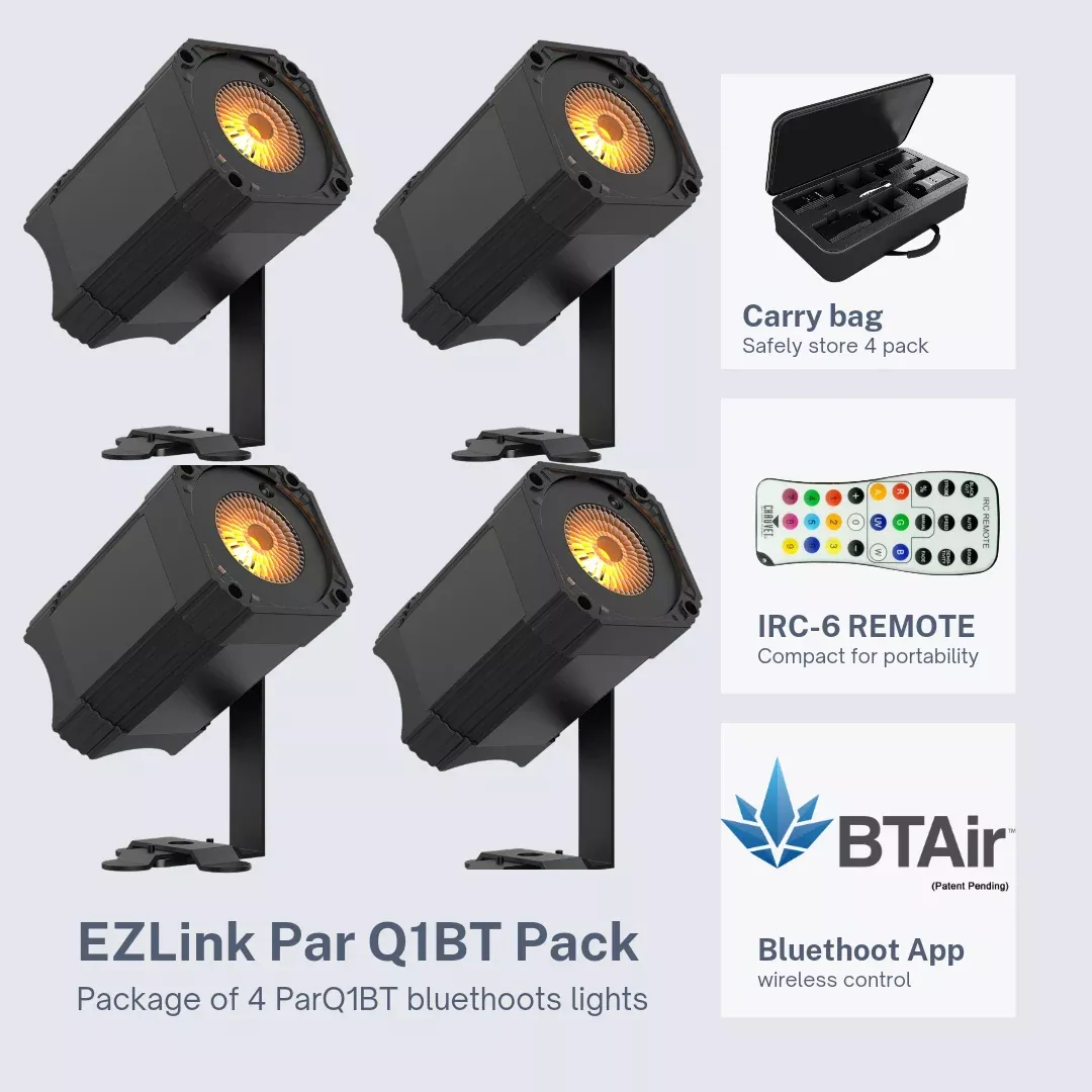 Chauvet DJ EZLink Par Q1BT Pack & Bundle of 4 EZLink Par Q1BT Fixtures