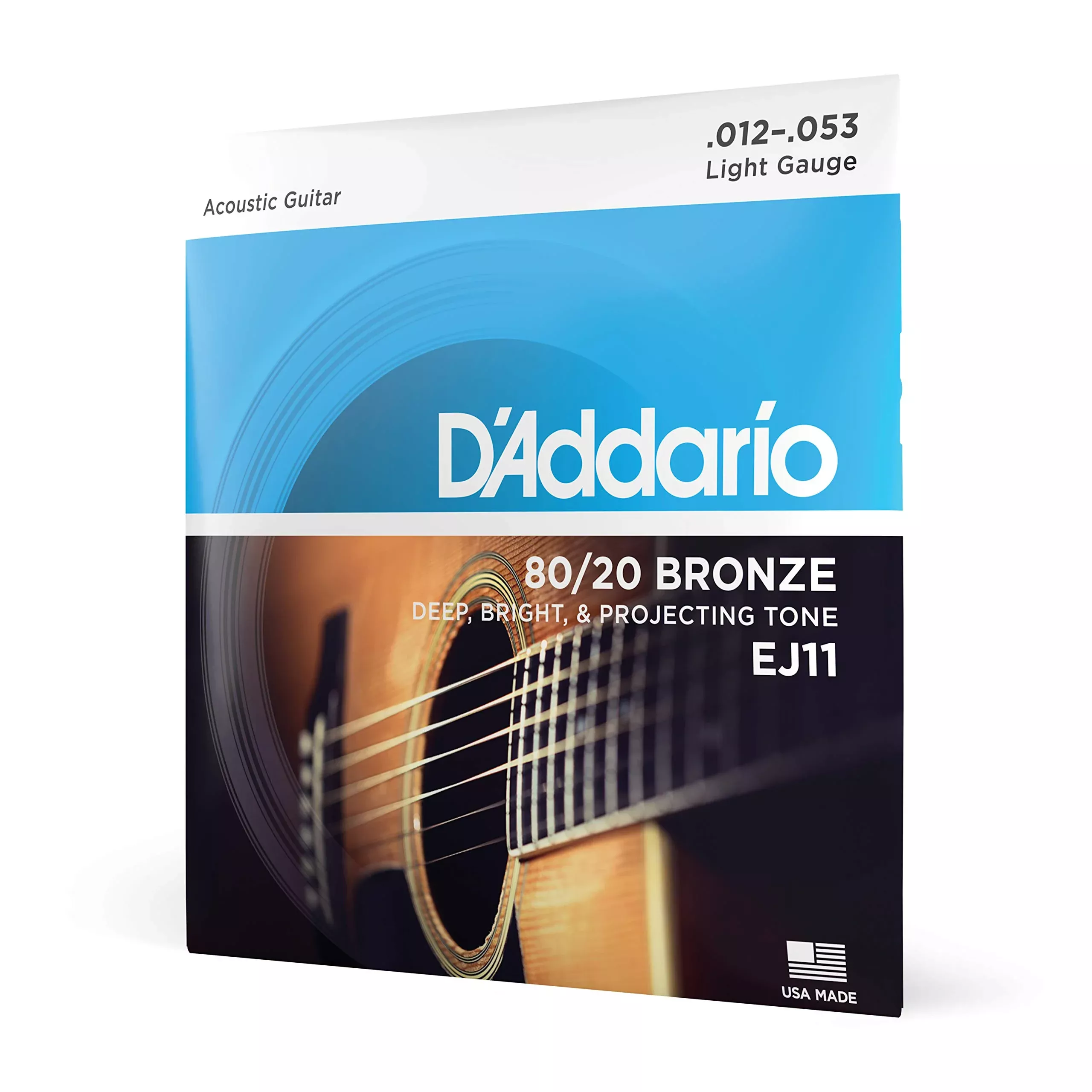 D'Addario Guitar Strings - Acoustic Guitar Strings - 80/20 Bronze - For 6 String Guitar - Deep, Bright, Projecting Tone - EJ10-3