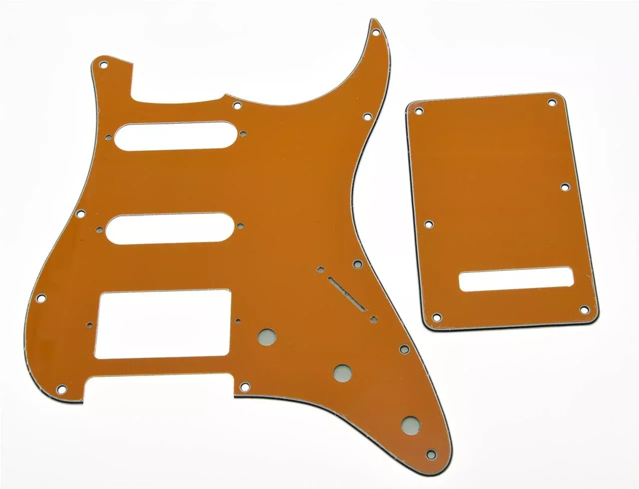 KAISH 11 Hole Strat Style HSS Pickguard ST Back Plate Tremolo Trem Cover for Stratocaster/Strat Made in USA/Mexico Orange 3 Ply