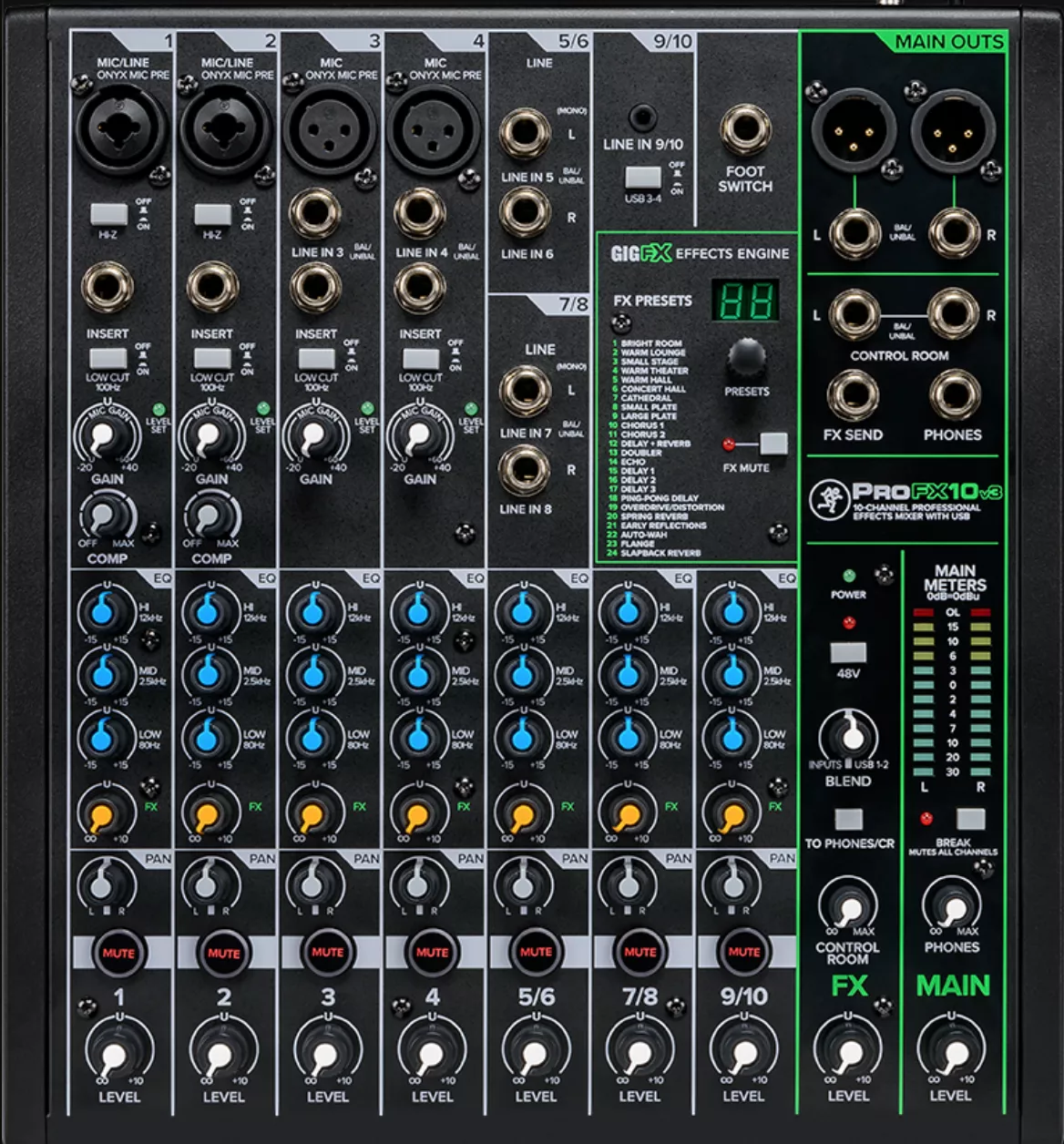 Mackie ProFX10v3 10-Channel Effects Mixer with USB