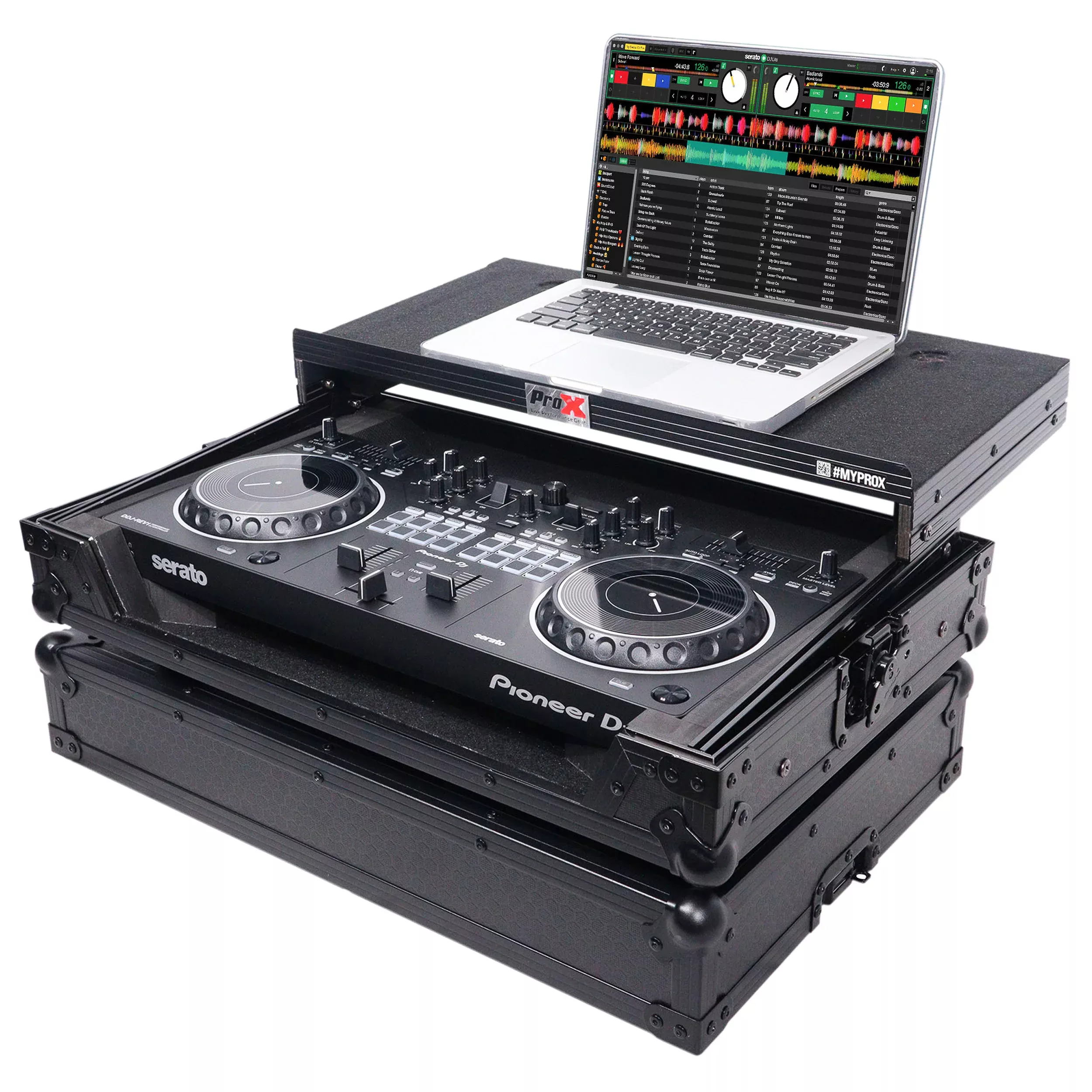 ProX ATA Flight Case For Pioneer DDJ-REV1 DJ Controller with Laptop Shelf – Black