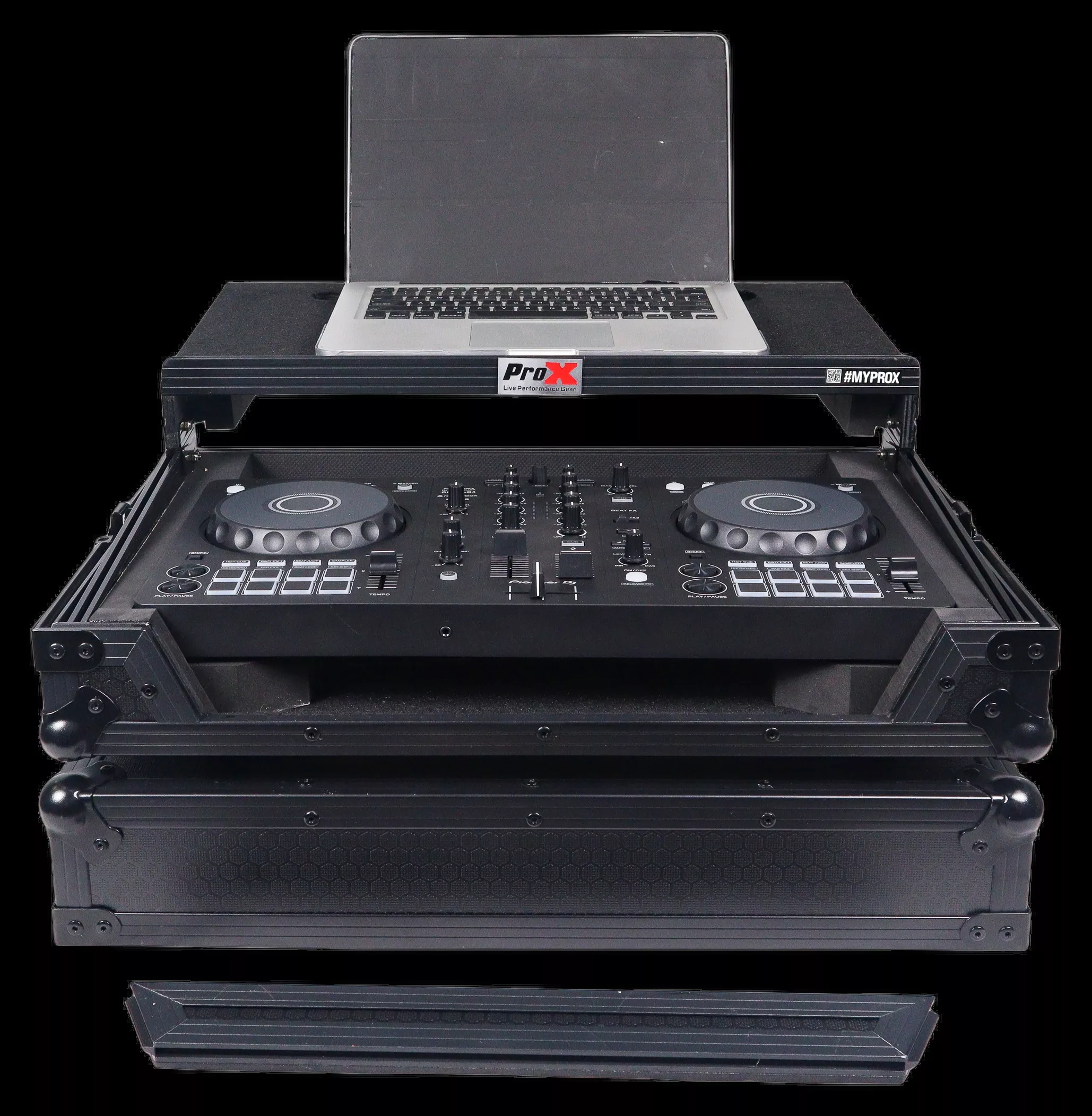 ProX ATA Flight Road Case For Pioneer DDJ-FLX4 DDJ-SB3 DDJ-400 DJ Controller with Laptop Shelf – Black Finish