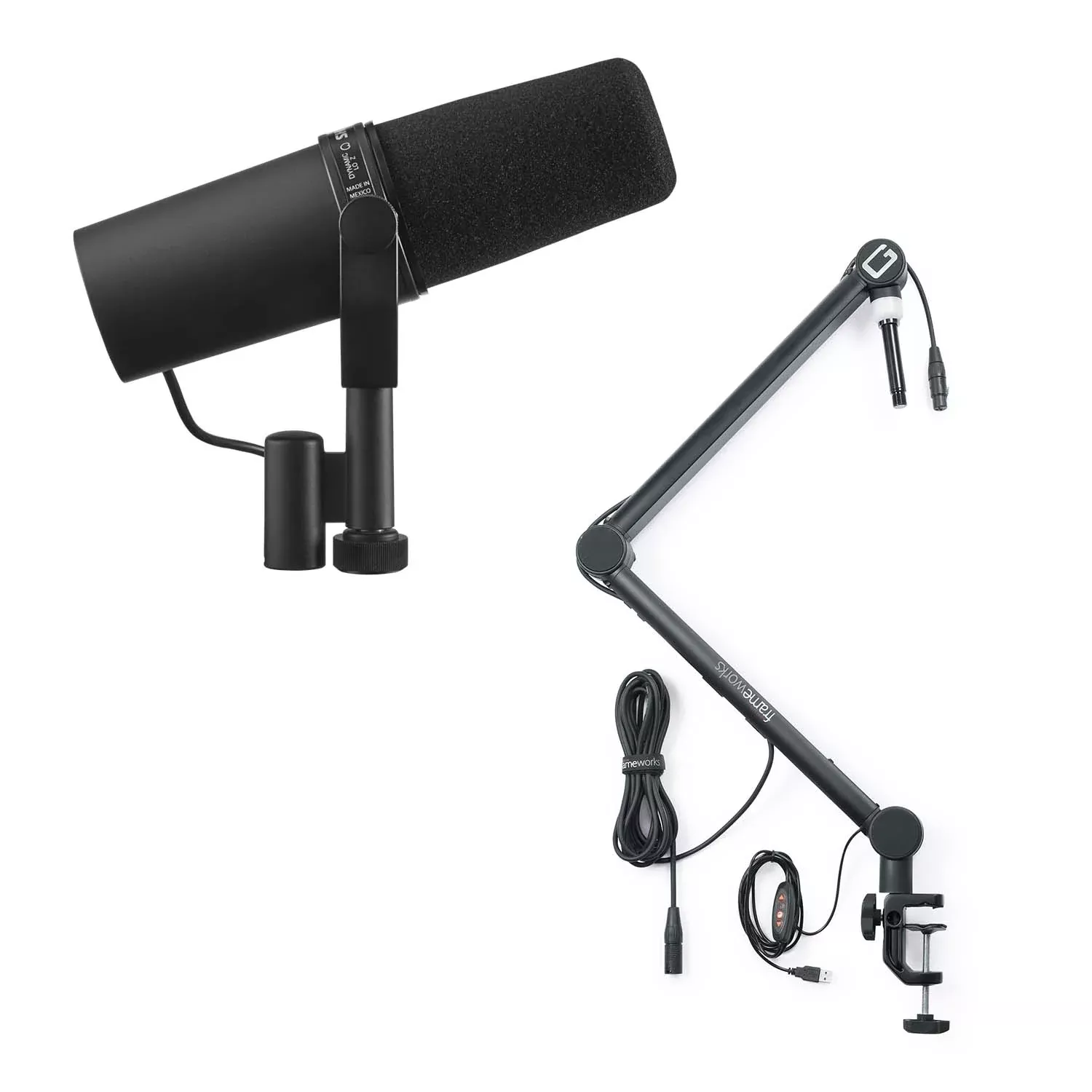 Shure SM7BGFWMICBCBM4000 Pro Podcast Mic DJ Pkg w/ Podcast Setup Stand