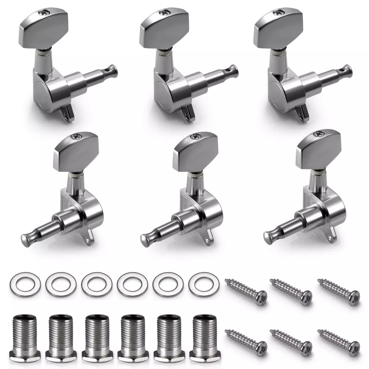 TIMESETL 6 Pieces Guitar Machine Heads Knobs Guitar String Tuning Pegs Machine Head Tuners for Electric or Acoustic Guitar (3 Le