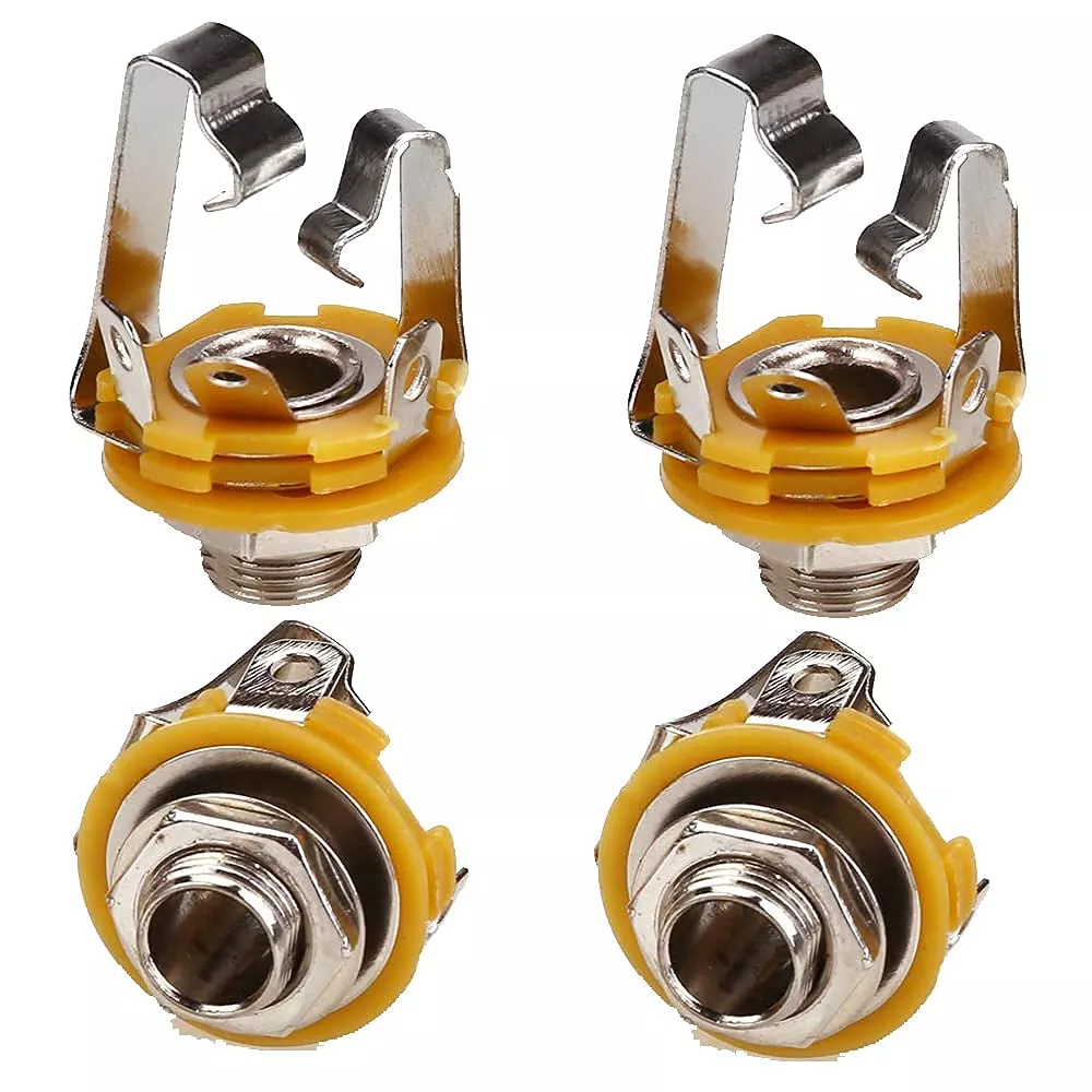 TRS Socket,Stereo 3-Conductor Input Jack, 1/4'', TRS Panel Mount Socket with Washer and Nut Solder Type for Guitar Pedals Bass F