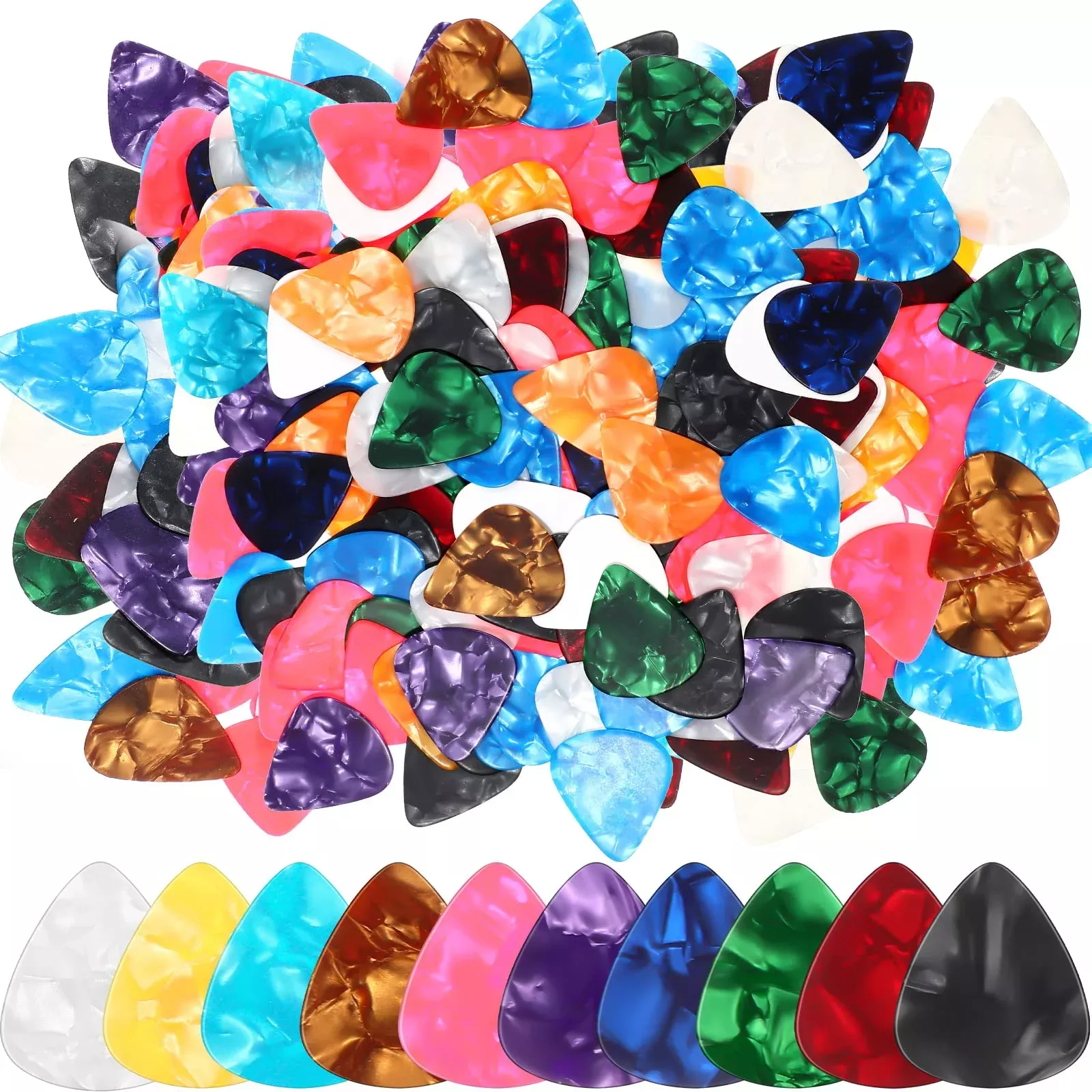 Yeshone 600 Pcs Guitar Picks Bulk Celluloid Picks Plectrums for Electric Acoustic Guitar Thin Medium Heavy Plectrums(10 Colors,0